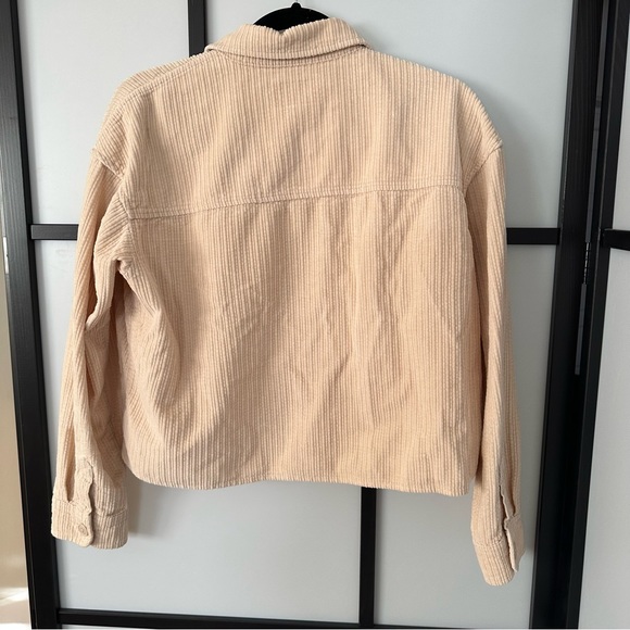 american eagle crop corduroy button down in tan sz small - Picture 2 of 4